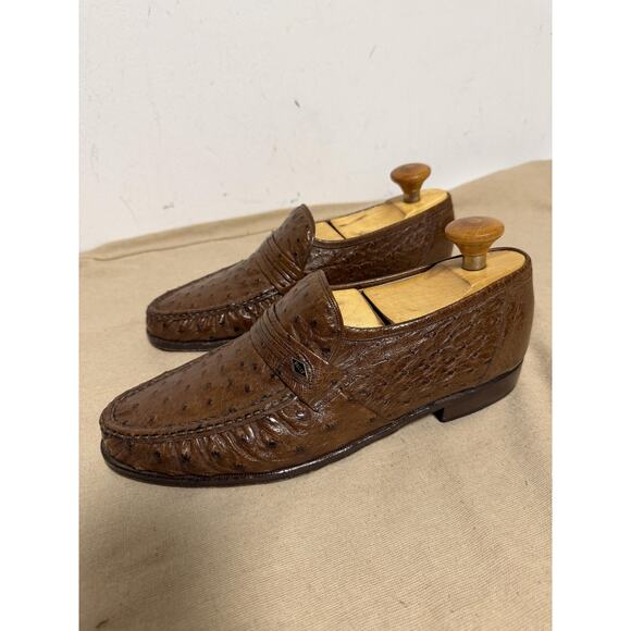 Bally Prestige 1669 Shoes Mens Size 9.5 Brown Ostrich Loafers Slip On Dress main image 10